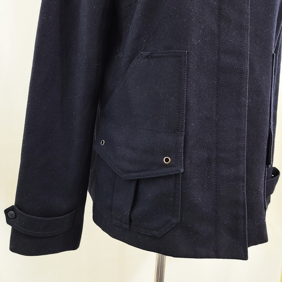 J. Crew hidden button black wool coat size small - Picture 4 of 5